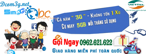 Sim 3G Viettel trọn gói vào mạng miễn phí 1 năm
